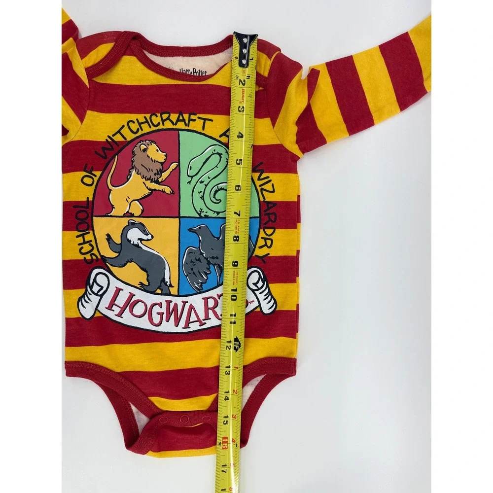 Harry Potter Hogwarts Bodysuit 12M Cotton Blend Red Yellow Striped Geekcore